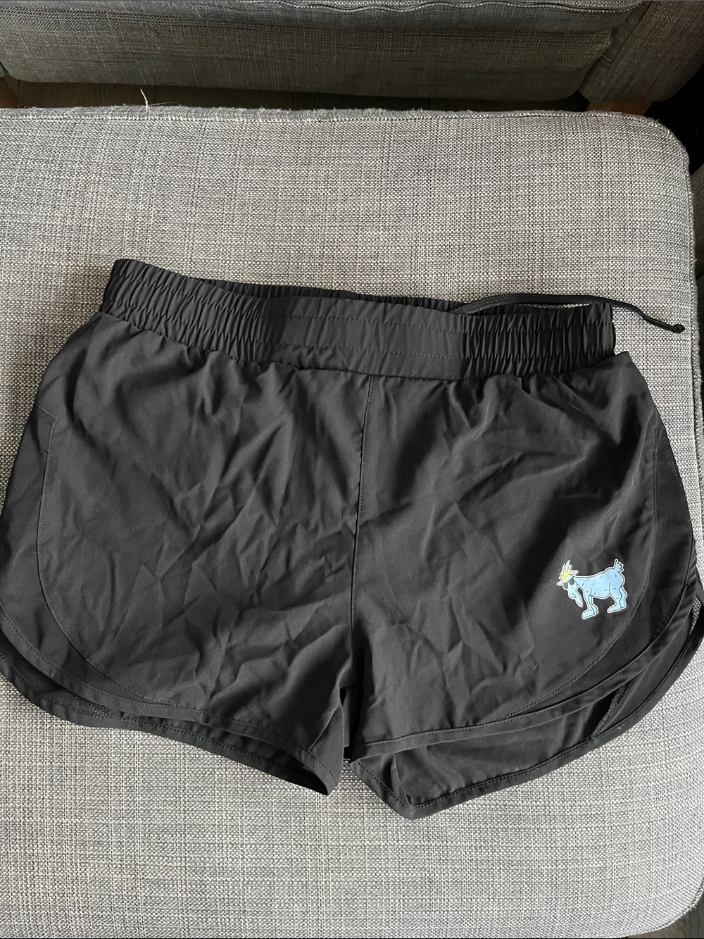 Women's Black Athletic Shorts with Light Blue Goat Accent